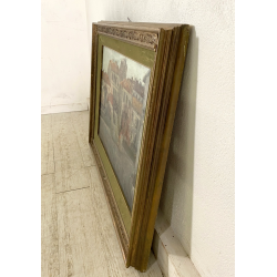 QUADRO DIPINTO OLIO TELA A. Monti SCORCIO NAVIGLIO San Cristoforo VECCHIA MILANO