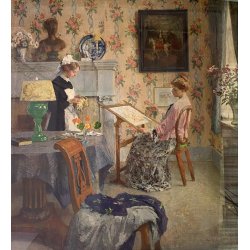 QUADRO STAMPA MULTIPLO "7621" COLOR Penelope Gari Melchers Old Fashioned Sampler