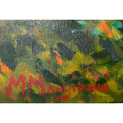 QUADRO DIPINTO OLIO M. Mangiarini PAESAGGIO MONTANO CORNI di NEFELGIU' FORMAZZA