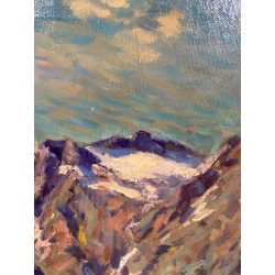 QUADRO DIPINTO OLIO M. Mangiarini PAESAGGIO MONTANO CORNI di NEFELGIU' FORMAZZA