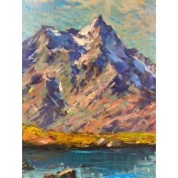 QUADRO DIPINTO OLIO M. Mangiarini PAESAGGIO MONTANO CORNI di NEFELGIU' FORMAZZA