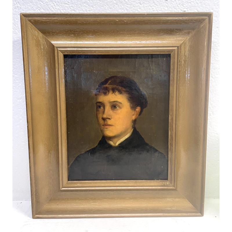 ANTICO QUADRO RITRATTO DIPINTO OLIO SU TELA EPOCA '800 GIOVANE DONNA NOBILE OLD