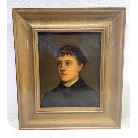 ANTICO QUADRO RITRATTO DIPINTO OLIO SU TELA EPOCA '800 GIOVANE DONNA NOBILE OLD