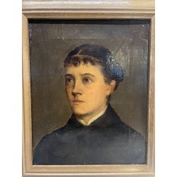 ANTICO QUADRO RITRATTO DIPINTO OLIO SU TELA EPOCA '800 GIOVANE DONNA NOBILE OLD