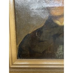 ANTICO QUADRO RITRATTO DIPINTO OLIO SU TELA EPOCA '800 GIOVANE DONNA NOBILE OLD