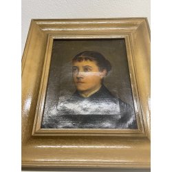 ANTICO QUADRO RITRATTO DIPINTO OLIO SU TELA EPOCA '800 GIOVANE DONNA NOBILE OLD