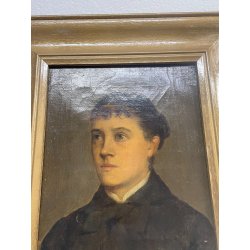 ANTICO QUADRO RITRATTO DIPINTO OLIO SU TELA EPOCA '800 GIOVANE DONNA NOBILE OLD