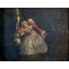ANTICO QUADRO DIPINTO OLIO Vittorio Zecchin Dolci parole SCENA GALANTE nel BOSCO