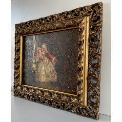 ANTICO QUADRO DIPINTO OLIO Vittorio Zecchin Dolci parole SCENA GALANTE nel BOSCO