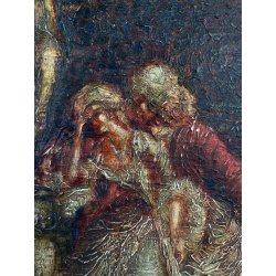 ANTICO QUADRO DIPINTO OLIO Vittorio Zecchin Dolci parole SCENA GALANTE nel BOSCO