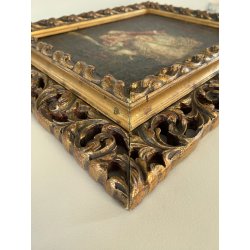 ANTICO QUADRO DIPINTO OLIO Vittorio Zecchin Dolci parole SCENA GALANTE nel BOSCO