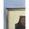 ANTICO QUADRO STEMMA NOBILIARE CUOIO '800 40x33 CM SCUDO ELMO STAMBECCO CORVO