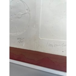 ANTICA STAMPA INCISIONE MULTIPLO FIRMATO GIORGIO POMODORO 20X43CM ANNI 30 QUADRO