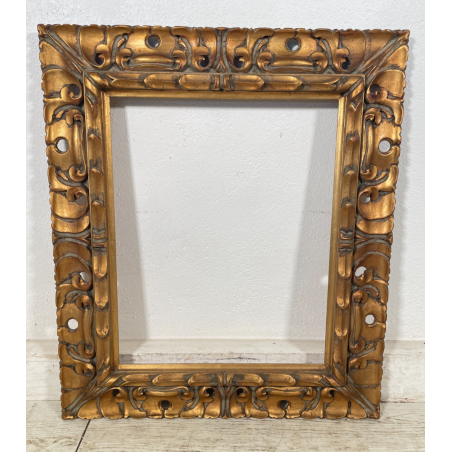 ANTICA CORNICE BAROCCA DORATA LEGNO SCOLPITO 61 cm x 70 cm EPOCA '900 quadro old