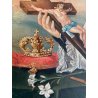ANTICO DIPINTO OLIO TELA San Luigi Gonzaga GIGLI CORONA TESCHIO RELIGIOSO '800