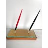 antico STILOFORO DESIGN anni 1950 CRISTALLO legno 2 PENNE a SFERA set SCRIVANIA