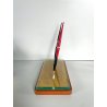 antico STILOFORO DESIGN anni 1950 CRISTALLO legno 2 PENNE a SFERA set SCRIVANIA