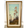 QUADRO DIPINTO OLIO TAVOL Artino Giroldi PAESAGGIO BOSCO SENTIERO CREPUSCOLO
