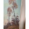 QUADRO DIPINTO OLIO TAVOL Artino Giroldi PAESAGGIO BOSCO SENTIERO CREPUSCOLO