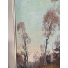 QUADRO DIPINTO OLIO TAVOL Artino Giroldi PAESAGGIO BOSCO SENTIERO CREPUSCOLO