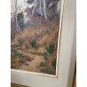 QUADRO DIPINTO OLIO TAVOL Artino Giroldi PAESAGGIO BOSCO SENTIERO CREPUSCOLO