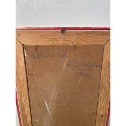 QUADRO DIPINTO OLIO TAVOL Artino Giroldi PAESAGGIO BOSCO SENTIERO CREPUSCOLO