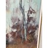 QUADRO DIPINTO OLIO TAVOL Artino Giroldi PAESAGGIO BOSCO SENTIERO CREPUSCOLO