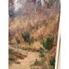 QUADRO DIPINTO OLIO TAVOL Artino Giroldi PAESAGGIO BOSCO SENTIERO CREPUSCOLO