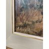 QUADRO DIPINTO OLIO TAVOL Artino Giroldi PAESAGGIO BOSCO SENTIERO CREPUSCOLO