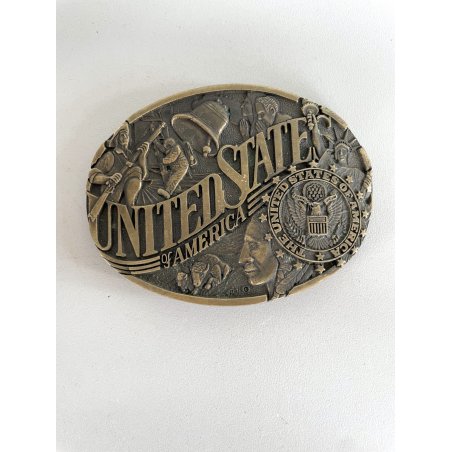 ADM FIBBIA per CINTURA VINTAGE OTTONE 1980 SIGILLO STATI UNITI AMERICA bufalo