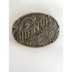 ADM FIBBIA per CINTURA VINTAGE OTTONE 1980 SIGILLO STATI UNITI AMERICA bufalo