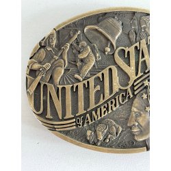 ADM FIBBIA per CINTURA VINTAGE OTTONE 1980 SIGILLO STATI UNITI AMERICA bufalo