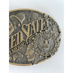 ADM FIBBIA per CINTURA VINTAGE OTTONE 1980 SIGILLO STATI UNITI AMERICA bufalo