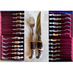 DUE SET POSATE VITTORIANE 12 pers Sanderson & Son Sheffield UK SILVERPLATED EPNS