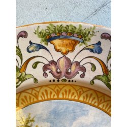 ANTICO PIATTO PARATA CERAMICA MAIOLICA DECORO ISTORIATO SCENA MITOLOGICA ø 56cm
