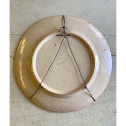 ANTICO PIATTO PARATA CERAMICA MAIOLICA DECORO ISTORIATO SCENA MITOLOGICA ø 56cm