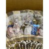 ANTICO QUADRO VENTAGLIO TECA DIPINTO PERSONAGGI DAME STILE '700 ORO ARGENTO