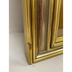 ANTICO QUADRO VENTAGLIO TECA DIPINTO PERSONAGGI DAME STILE '700 ORO ARGENTO