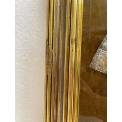 ANTICO QUADRO VENTAGLIO TECA DIPINTO PERSONAGGI DAME STILE '700 ORO ARGENTO