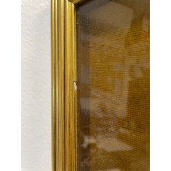 ANTICO QUADRO VENTAGLIO TECA DIPINTO PERSONAGGI DAME STILE '700 ORO ARGENTO