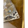 ANTICO QUADRO VENTAGLIO TECA DIPINTO PERSONAGGI DAME STILE '700 ORO ARGENTO