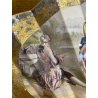 ANTICO QUADRO VENTAGLIO TECA DIPINTO PERSONAGGI DAME STILE '700 ORO ARGENTO