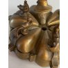 ANTICO CONTENITORE PORTA SPEZIE POLVERE kumkum INDIANO DECORO PAVONE OTTONE