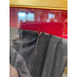 ANTICO QUADRO VENTAGLIO NERO TECA DIPINTO STOFFA LEGNO DECORO CORNICE ORO '900