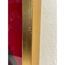 ANTICO QUADRO VENTAGLIO NERO TECA DIPINTO STOFFA LEGNO DECORO CORNICE ORO '900