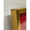 ANTICO QUADRO VENTAGLIO NERO TECA DIPINTO STOFFA LEGNO DECORO CORNICE ORO '900