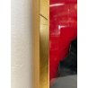 ANTICO QUADRO VENTAGLIO NERO TECA DIPINTO STOFFA LEGNO DECORO CORNICE ORO '900