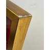 ANTICO QUADRO VENTAGLIO NERO TECA DIPINTO STOFFA LEGNO DECORO CORNICE ORO '900