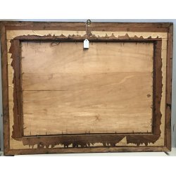ANTICO QUADRO DIPINTO OLIO A. Pratella PAESAGGIO MARINA Napoli PORTO PESCATORI 