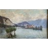 QUADRO DIPINTO olio ATTR. Fausto Zonaro PAESAGGIO Isola Bella LAGO MAGGIORE '800